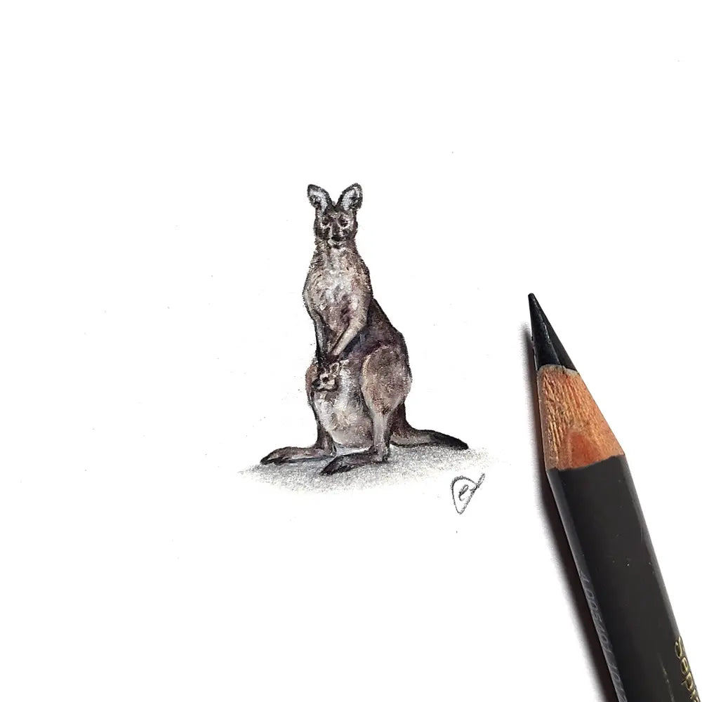Grey kangaroo & joey miniature #1770