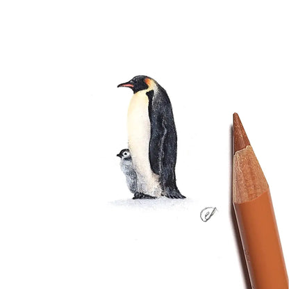 Emperor penguin with chick miniature #1904