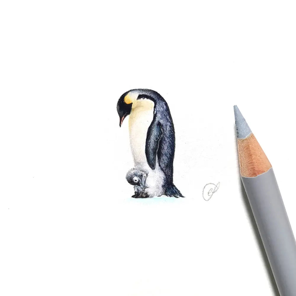 Emperor penguin with chick miniature #2057