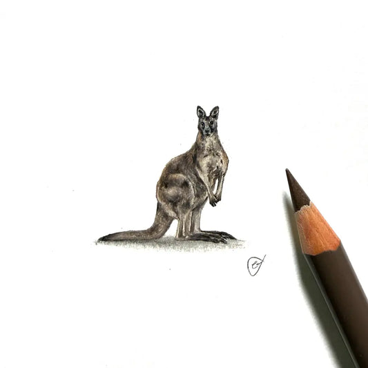 Grey kangaroo miniature #2355