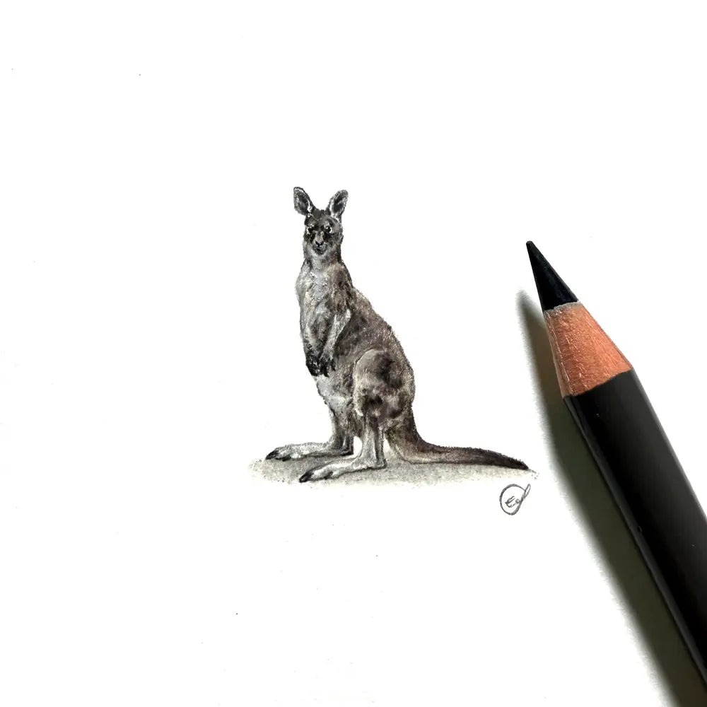 Grey kangaroo miniature #2402